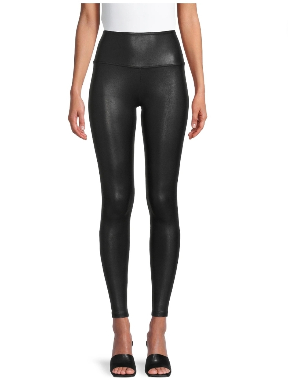 Time and Tru Women's Faux Leather Leggings, Full Length Black - Picture 3 of 8